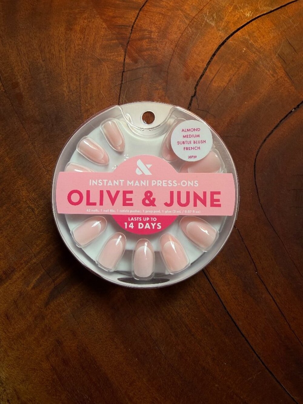 Subtle Blush French Glue Press-On Nails | Medium Almond | Reusable
